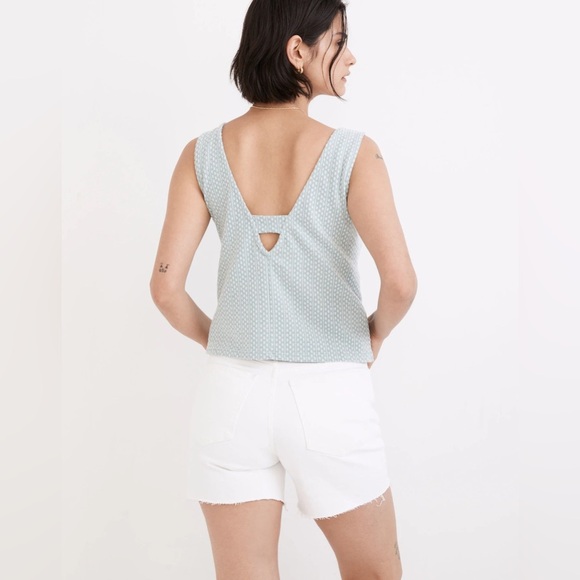 Madewell Jacquard Peekaboo Back Crop Tank in Faded Shale - Picture 3 of 10